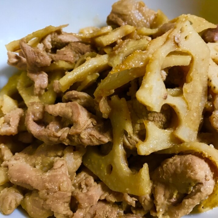豚肉と蓮根ゴマ炒め